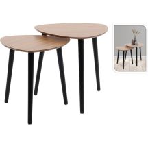 Couchtisch mit 3 Beinen, Holzplatte, 2er-Set
