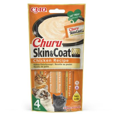 INABA Churu Skin&Coat Huhn – Katzenleckerli – 4 x 14 g