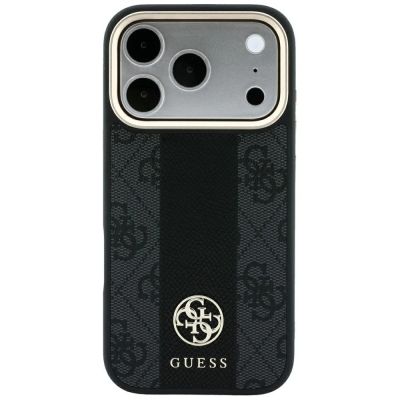 3. Guess 4G MagSafe Hülle mit Stripe Round und Classic Logos für iPhone 17 Pro / 18 Pro – Schwarz