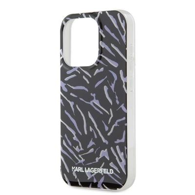 5. Karl Lagerfeld Zebra mit Kordelhülle für iPhone 15 Pro Max – Lila