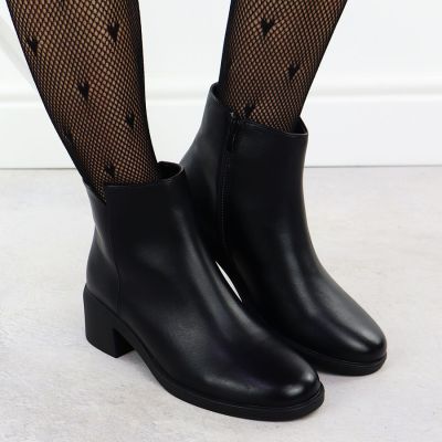 7. Gefütterte Damen-Ankle-Boots mit Blockabsatz, schwarz, Sergio Leone BT25239