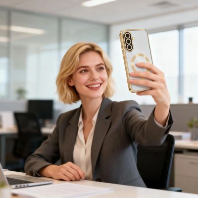 6. Tech-Protect MagFlex MagSafe Hülle für Samsung Galaxy A27 5G – Transparentes Gold