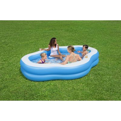 6. Bestway 54409 Aufstellpool, aufblasbarer Pool, oval, blau-weiß