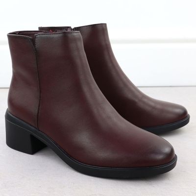 3. Gefütterte Damen-Ankle-Boots mit Blockabsatz, bordeauxrot, Sergio Leone BT25239