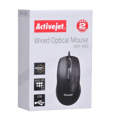 3. Activejet AMY-083 USB-Kabelmaus (Optisch; 1000 DPI; Schwarz)