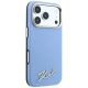 4. Karl Lagerfeld Saffiano MagSafe Hülle mit kleinem Schriftzug und Metalllogo für iPhone 17 Pro / 18 Pro – Hellblau