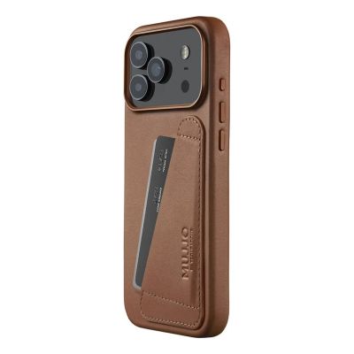 Mujjo Wallet Lederhülle – MagSafe-kompatible Lederhülle für iPhone 17 Pro Max (hellbraun)