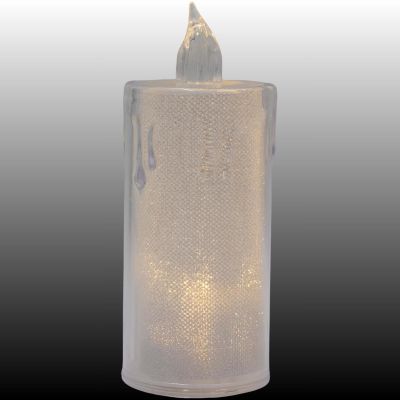 10. Dekorative Kerze, 12,5 cm, transparent, warmweiß, 1 LED