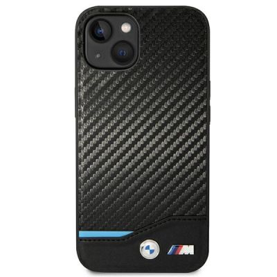3. Hülle BMW BMHCP14S22NBCK iPhone 14 6.1 "schwarz / schwarzes Leder Carbon