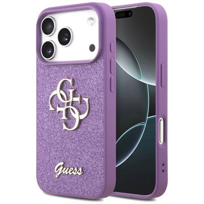 Guess Fixed Glitter Big 4G Hülle für iPhone 17 Pro - Lila