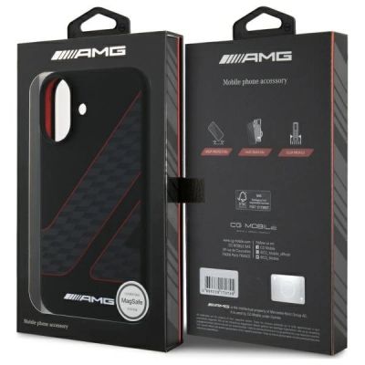 8. AMG MagSafe-Hülle mit Zielflaggenmuster für iPhone 16 – Schwarz