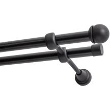 Doppelte Gardinenstange Ø 19 mm Schwarz 200 cm Kugel MAX KOWALSKI