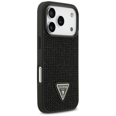 4. Guess Strass Dreieck Logo Hülle für iPhone 17 Pro - Schwarz