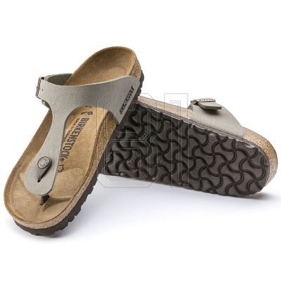 2. Women's gray-beige Birkenstock Gizeh Birko-Flor Nubuck Stone regular wide (43391)