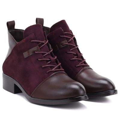 4. Damen-Wildleder-Stiefeletten mit Isolierung, bordeauxrot, M.Daszyński MR2458