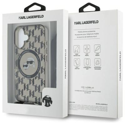 7. Karl Lagerfeld IML Crossbody Monogram Karl & Choupette Head MagSafe Hülle für iPhone 16 - Schwarz