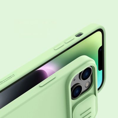 14. Nillkin CamShield Silky Silicone Case iPhone 14 Plus Hülle mit Kameraabdeckung grün