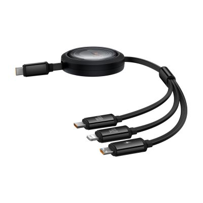 3. Baseus Free2Draw CB000084 einziehbares USB-C – Lightning /USB-C/Micro-USB-Kabel 100 W 1,1 m – Schwarz