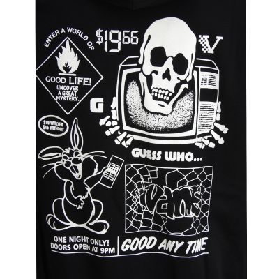 4. Vans Schwarzer Crazy Eddy 66 Loose Pullover Hoodie - VN000JE7BLK