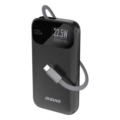 Dudao K31 10000 mAh 22,5 W PD Powerbank mit integriertem Kabel - Schwarz