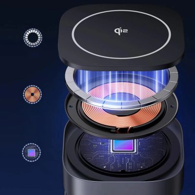 9. Ugreen W702 3in1 induktives Ladegerät mit MagSafe/Qi2 und USB-C-Anschluss für Telefon/Kopfhörer – Schwarz