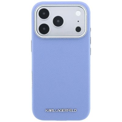 3. Karl Lagerfeld MagSafe-Hülle mit genarbtem, länglichem Logo für iPhone 17 Pro Max / 18 Pro Max – Blau