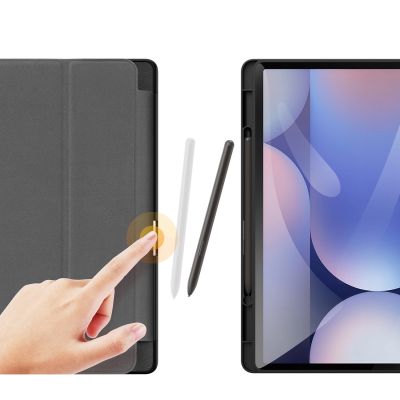 3. Dux Ducis Domo Öko-Lederhülle mit Ständer für Samsung Tab S10+ / S9+ / S9 FE+ – Schwarz