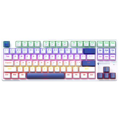 6. Machenike K500B-B87 Kabelgebundene mechanische Gaming-Tastatur mit Hintergrundbeleuchtung, rote Schalter - Weiß