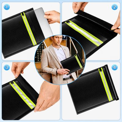 3. Set mit 5 feuerfesten RFID-Blockiertaschen OTN-5R mit Griff und Reflektor – Schwarz