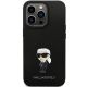 3. Karl Lagerfeld KLHCP14LSMHKNPK Hülle für iPhone 14 Pro – schwarz Silikon Ikonik Metall Pin