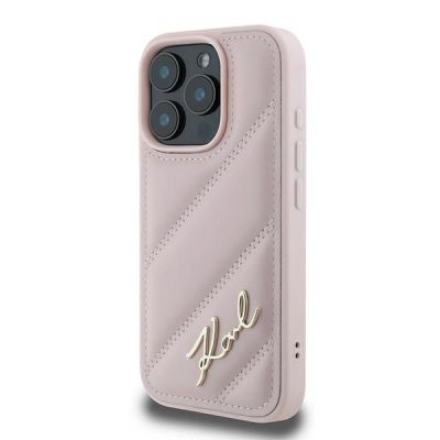 2. Karl Lagerfeld Quilted Signature Hülle für iPhone 16 Pro Max – Rosa