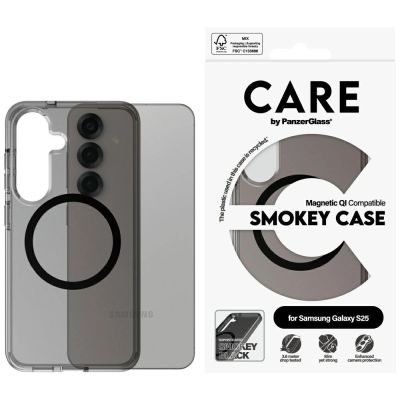 CARE by PanzerGlass Flagship Urban Combat Black QI-Hülle für Samsung Galaxy S25 – durchscheinender Rauch
