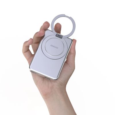 7. Dudao K28 10000 mAh PD 22,5 W MagSafe Powerbank mit Metallgehäuse und Ringständer - Silber