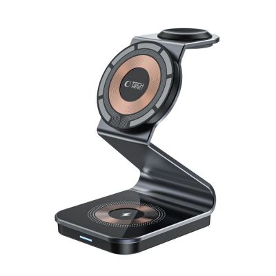 3. Tech-Protect QI15W-A29 3in1 induktives Ladegerät mit MagSafe für Smartphone / Apple Watch / AirPods – Schwarz