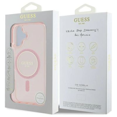 8. Guess GUHMP16SHFGEREP iPhone 16 6,1" rosa/rosa Hardcase IML Glitter Circle MagSafe