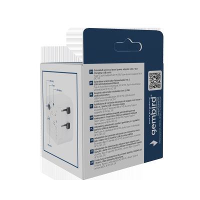 10. GEMBIRD UNIVERSAL-REISEADAPTER MIT ERDE 20 W, WEISS