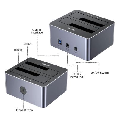 4. UNITEK 2X SATA 2,5"/3,5" USB 5GBPS HDD-Klonstation