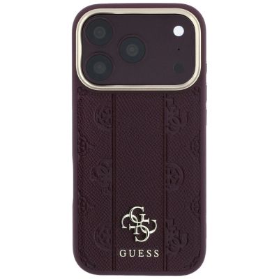 3. Guess Stripe Peony 4G Logo MagSafe Hülle für iPhone 18 Pro Max / 17 Pro Max - Burgunderrot
