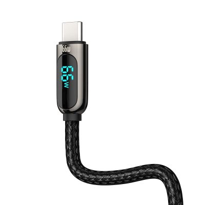 5. Baseus Display Schnellladedaten USB-A / USB-C 66W 1 m Kabel - Schwarz
