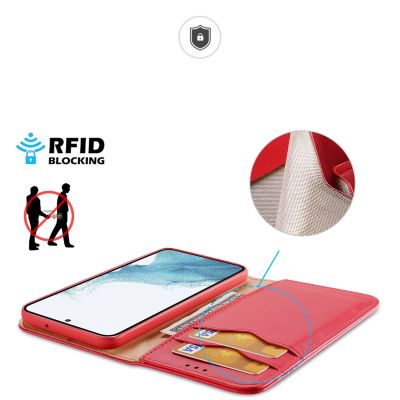 3. Dux Ducis Hivo Hülle Samsung Galaxy S23+ Flip Cover Wallet Stand RFID blockierend rot