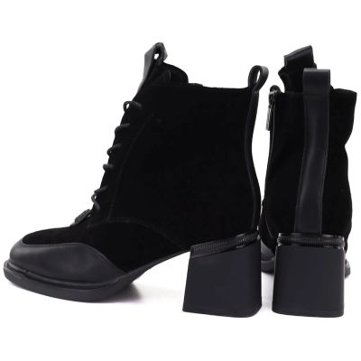 5. Damen-Lederstiefeletten aus schwarzem Veloursleder Artiker 59C0116
