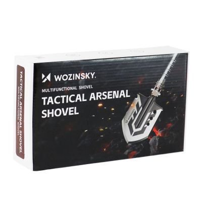 5. Wozinsky WSS-211 Überlebens- und Bushcraft-Schaufel, Multifunktionsmesser, Brecheisen, Feuersteinpfeife, Harpune, 21-in-1 - grau