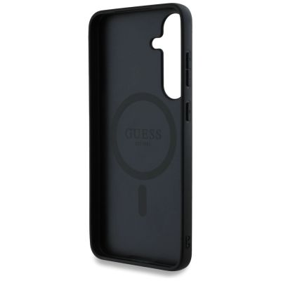 7. Guess 4G Round Patch Classic Logo MagSafe Hülle für Samsung Galaxy S25 Plus Braun