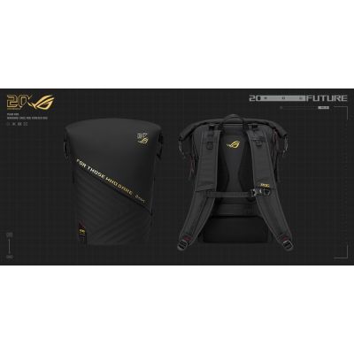 4. ASUS ROG SLASH Backpack Edition 20 Roll-Up Rucksack Schwarz Polyester, gewachstes Leder (zum Hochziehen)