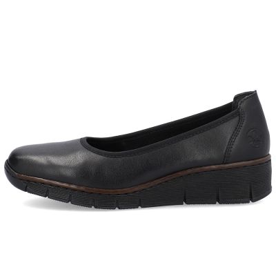 3. Rieker 53755-00 Damen-Keilschuhe aus Leder, bequem, schwarz