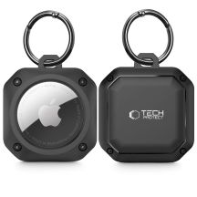 Tech-Protect Rough Pro Schutzhülle für Apple AirTag 1/2 mit Ring – Schwarz