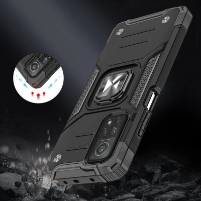 7. Wozinsky Ring Armor Tough Hybrid Case Cover + Magnethalter für Samsung Galaxy A03s schwarz