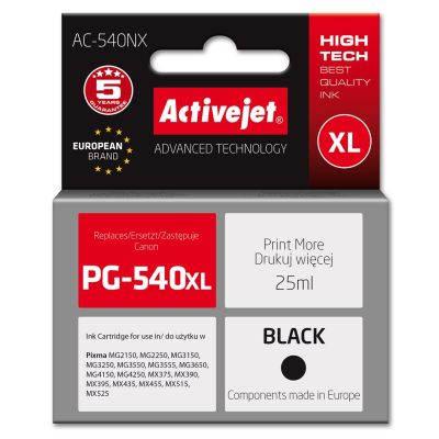Activejet AC-540NX Tinte (Ersatz für Canon PG-540XL; Supreme; 25 ml; Schwarz)