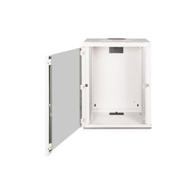 6. Digitus Unique 19" 16U Wand-Netzwerkschrank 600x450 mm, Glastür, grau, ungeteilt, montiert, 100 kg