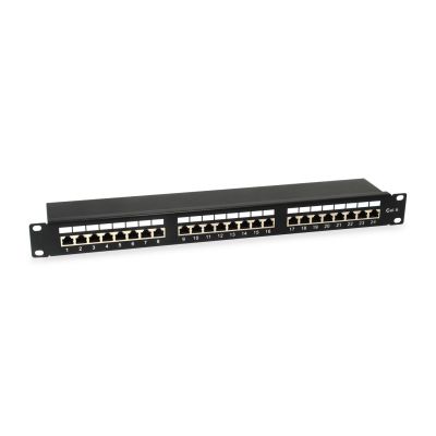 Ausstattung: 19-Zoll-Patchpanel, 24xRJ45, Cat6, FTP, 1 HE, 250 MHz, RAL9005